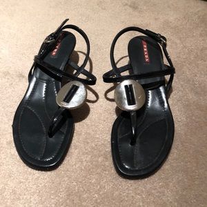 Prada black heeled sandals size 8
